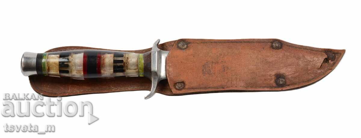 Старинен нож с кожена кания - 5