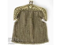 Антика - Старо Дамско Плетено Портмоне с Флорална Украса