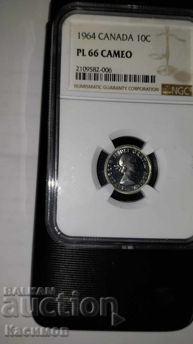 Delivery of Certified Silver Coin from Canada 10 Cents 1964 NGC