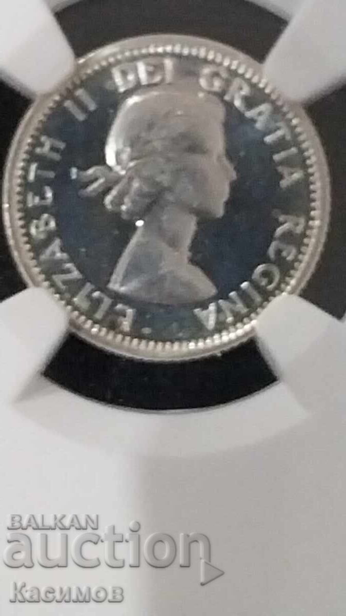 Certified Silver Coin from Canada 10 Cents 1964 NGC