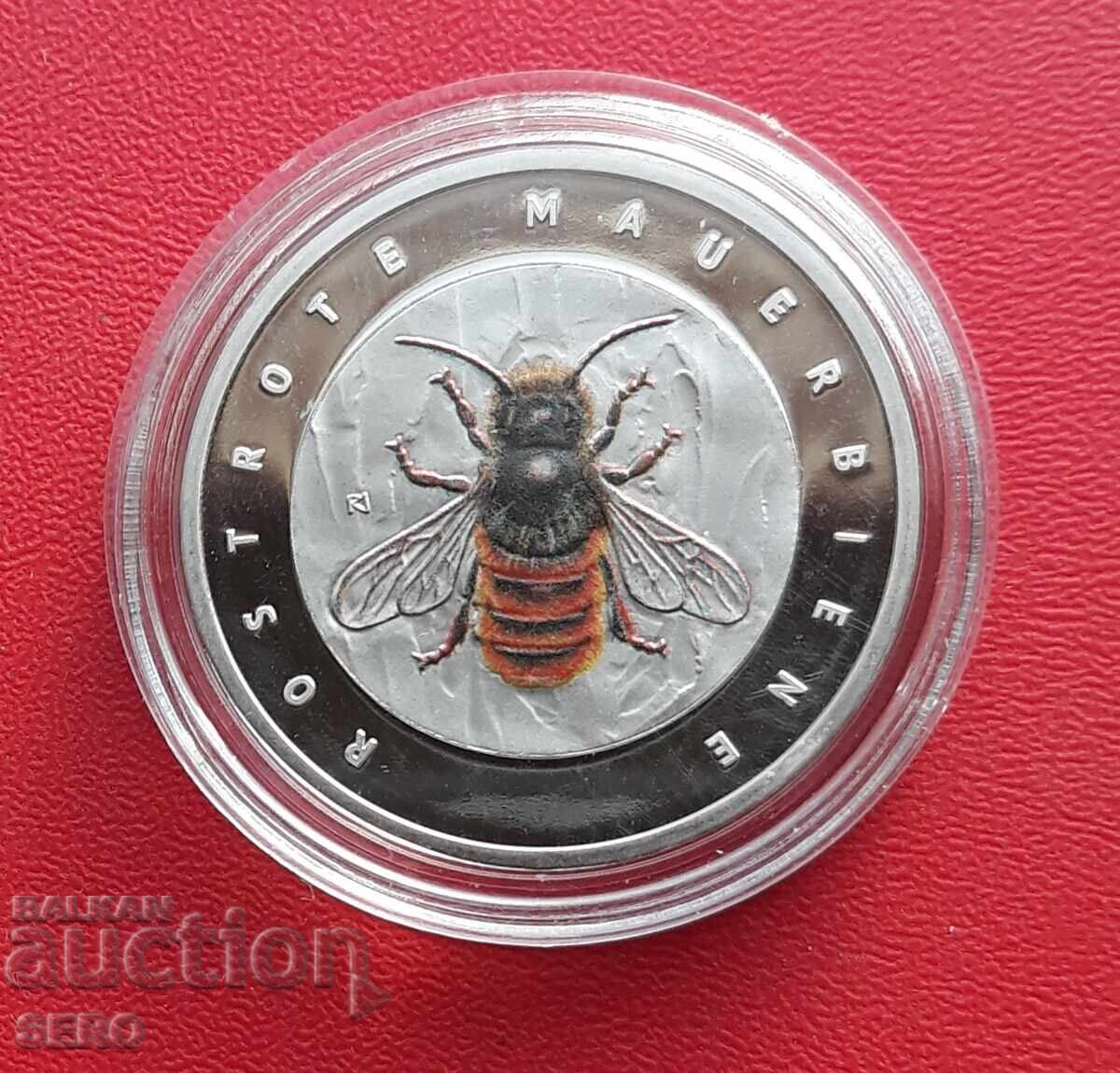 Аукцион Германия-5 евро 2023-Чудния свят на насекомите-червена пчел Аукцион Германия-5 евро 2023-Чудния свят на насекомите-червена пчел
