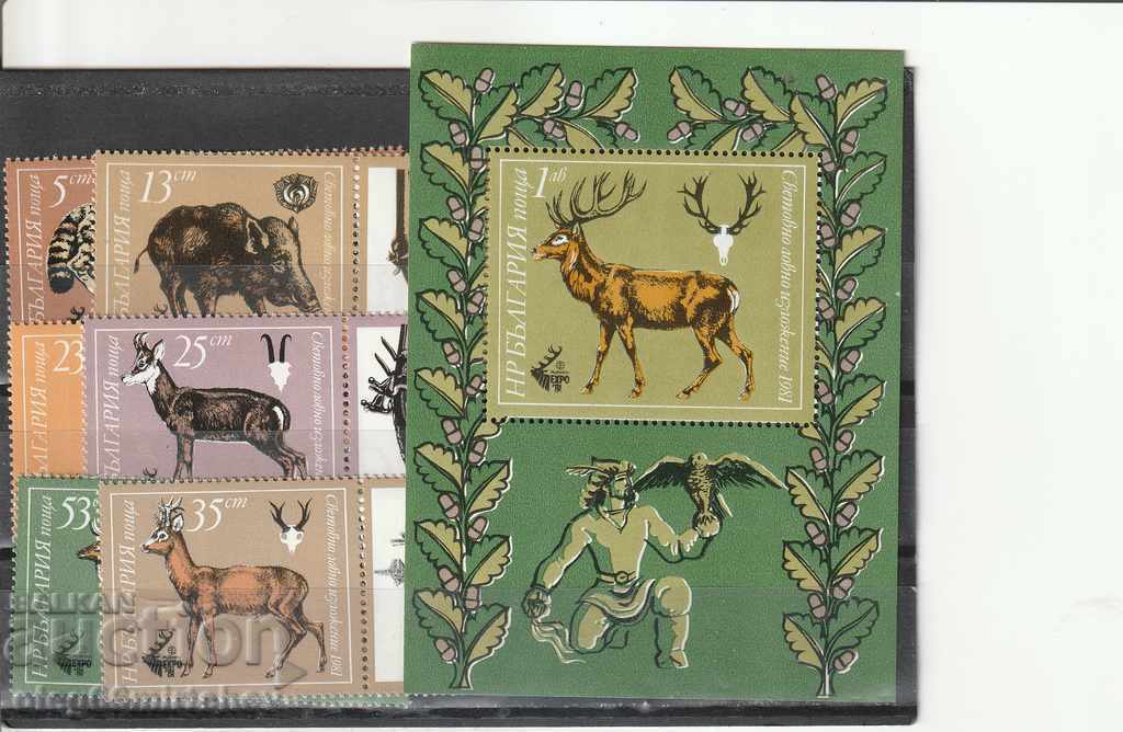 Bulgaria 1981 - HUNTING EXHIBITION + bl.chisti BK№3049 / 55 Bulgaria 1981 - HUNTING EXHIBITION + bl.chisti BK№3049 / 55