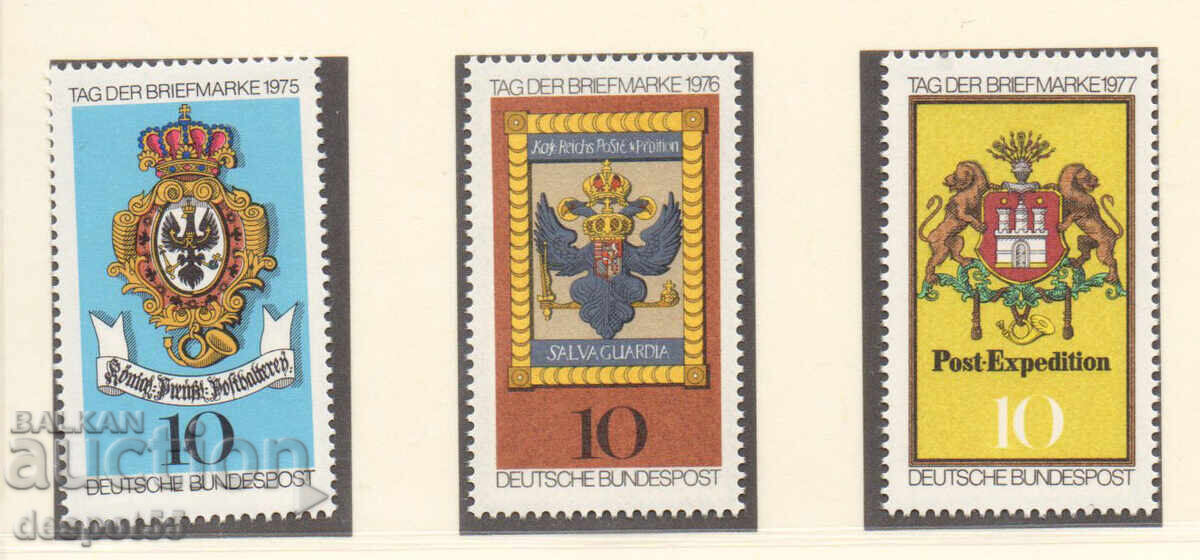 1975-77. Δυτική Γερμανία. Ημέρα της γραμματοσήμου + Μπλοκ βινιέτας 1975-77. Δυτική Γερμανία. Ημέρα της γραμματοσήμου + Μπλοκ βινιέτας