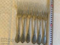 FURCULIȚE FURCULIȚE VECHI DE EPOCĂ DE ALPACA, MARCA - 6 BUCĂȚI