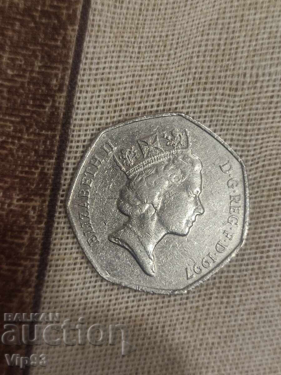 50 Pence 1997година с цена € 50.00 | 97.79 лв. 50 Pence 1997година с цена € 50.00 | 97.79 лв.