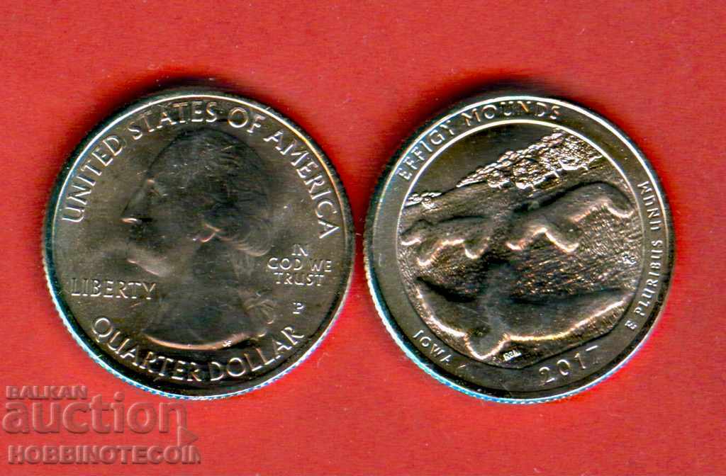 САЩ USA 25 cent емисия issue 2017 - P Effigy Mounds UNC САЩ USA 25 cent емисия issue 2017 - P Effigy Mounds UNC