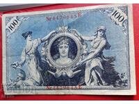 Банкнота-Германия-100 марки 1908-червен номер