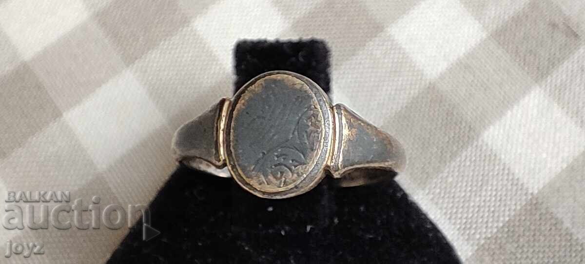 Antique Silver Ring with Niello and Gilding Antique Silver Ring with Niello and Gilding