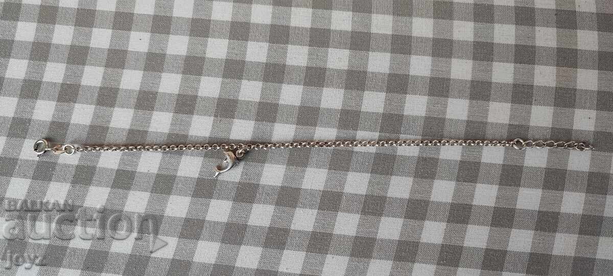 NEW ITALIAN SILVER BRACELET with DOLPHIN 2.6 gr. / 925 Hallmark with price € 13.00 | 25.43 BGN
