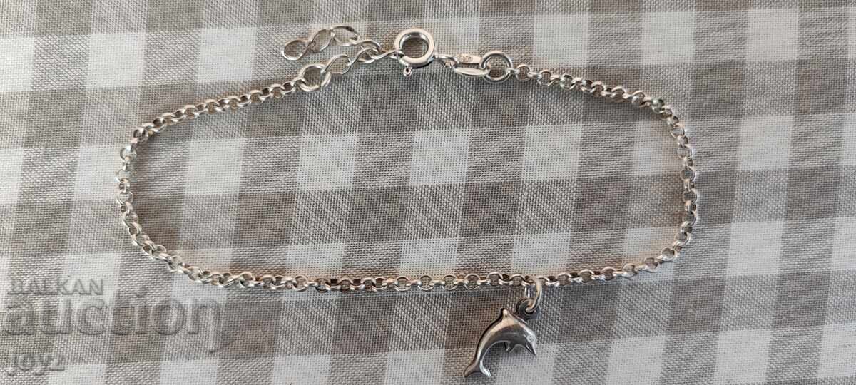 Auction  NEW ITALIAN SILVER BRACELET with DOLPHIN 2.6 gr. / 925 Hallmark