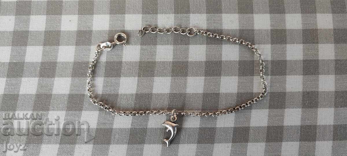 NEW ITALIAN SILVER BRACELET with DOLPHIN 2.6 gr. / 925 Hallmark