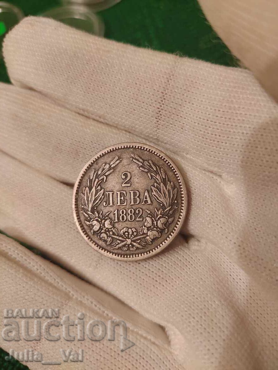 2 лева от 1882 г. БЗЦ - 4 от 0,01 цент. - Сребро 2 лева от 1882 г. БЗЦ - 4 от 0,01 цент. - Сребро
