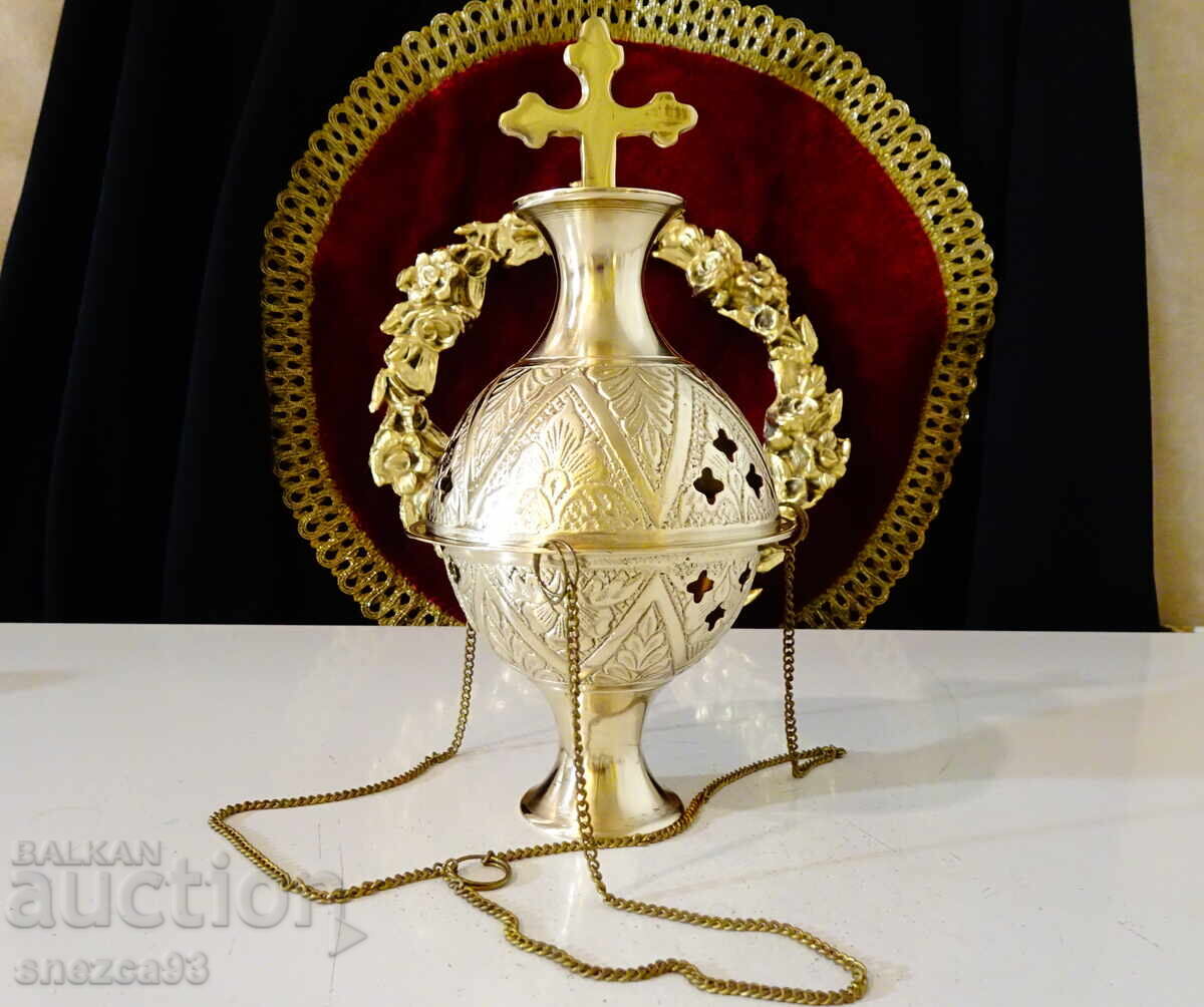 Κρεμαστό μπρούτζινο θυμιατήρι, θυμιατήρι, καντήλι, θυμιάτηρας με τιμή € 61.00 | 119.31 BGN