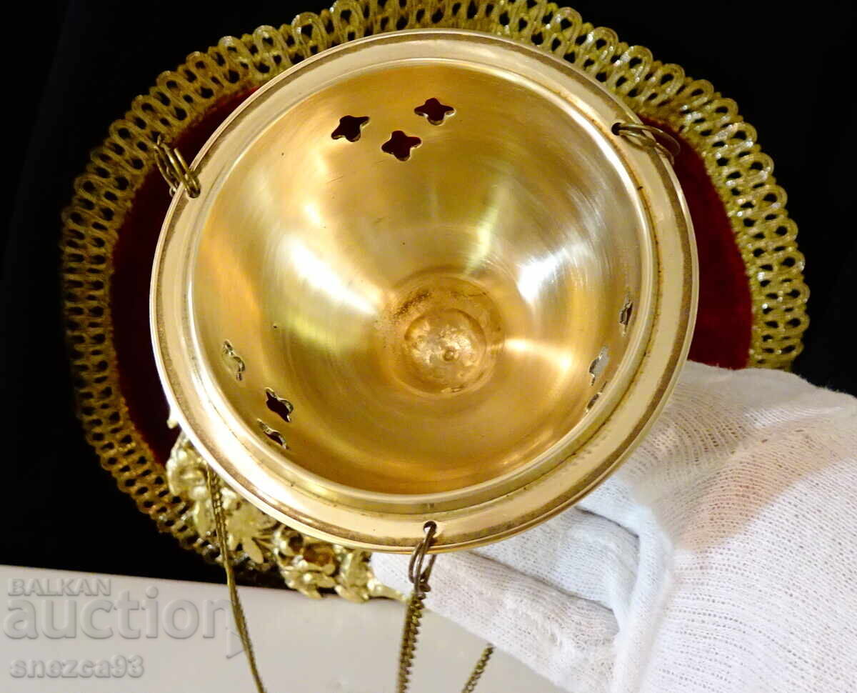 Κρεμαστό μπρούτζινο θυμιατήρι, θυμιατήρι, καντήλι, θυμιάτηρας - 5