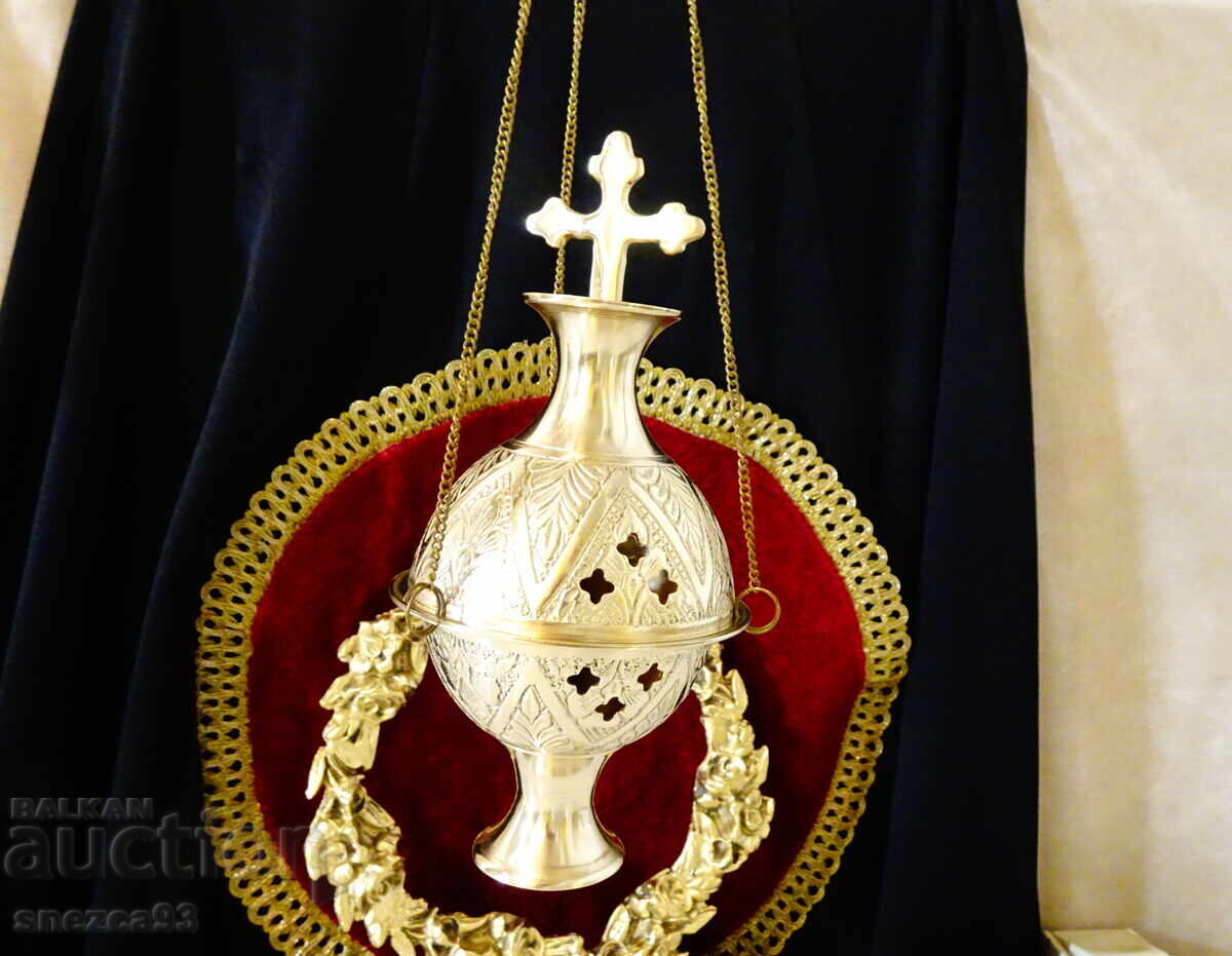 Κρεμαστό μπρούτζινο θυμιατήρι, θυμιατήρι, καντήλι, θυμιάτηρας