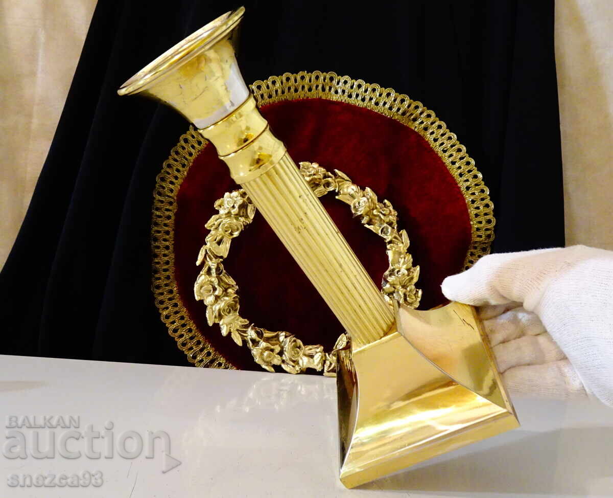 Gilded bronze candlestick 22 cm, 500 g - 5 Gilded bronze candlestick 22 cm, 500 g - 5