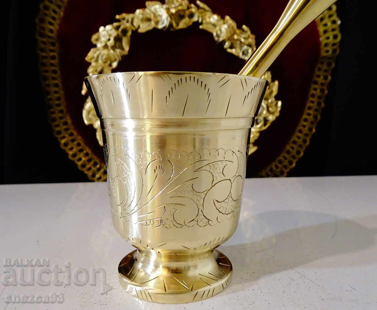 Χάλκινο γουδί με γουδοχέρι 620 γρ., χαραγμένο, σφραγίδα - 6 Χάλκινο γουδί με γουδοχέρι 620 γρ., χαραγμένο, σφραγίδα - 6