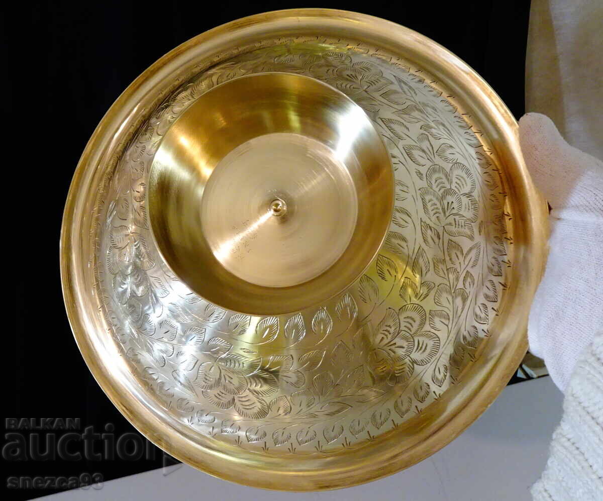 Bronze fruit bowl, cloisonné enamel, fish, vines with grapes - 6 Bronze fruit bowl, cloisonné enamel, fish, vines with grapes - 6