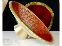 Χάλκινη φρουτιέρα, κυψελοειδές σμάλτο, ψάρια, κλήματα με σταφύλια