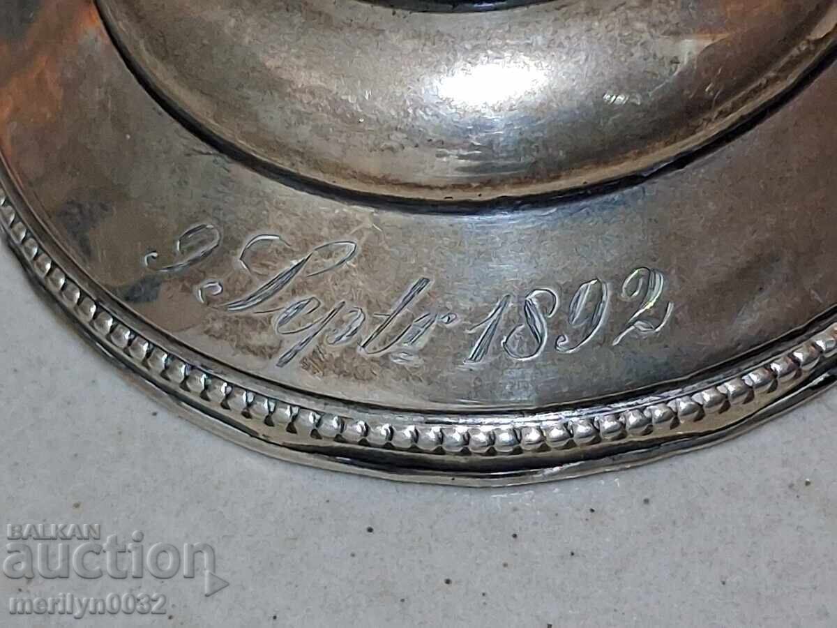 Доставка на Изящен сервиз 4 бр оловен кристал сребро 1892 г RR Доставка на Изящен сервиз 4 бр оловен кристал сребро 1892 г RR