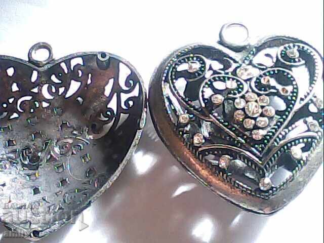 Auction  Large Silver-Plated Heart Pendants