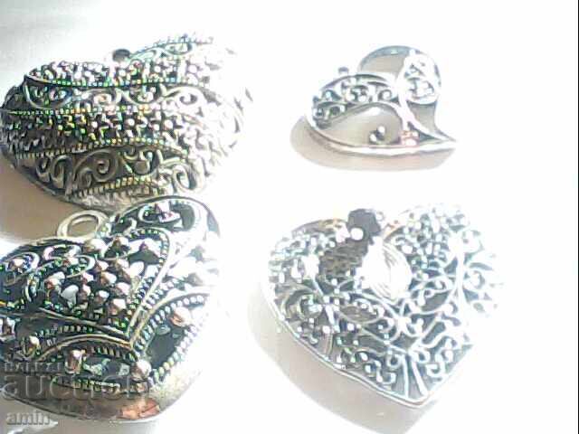 Large Silver-Plated Heart Pendants