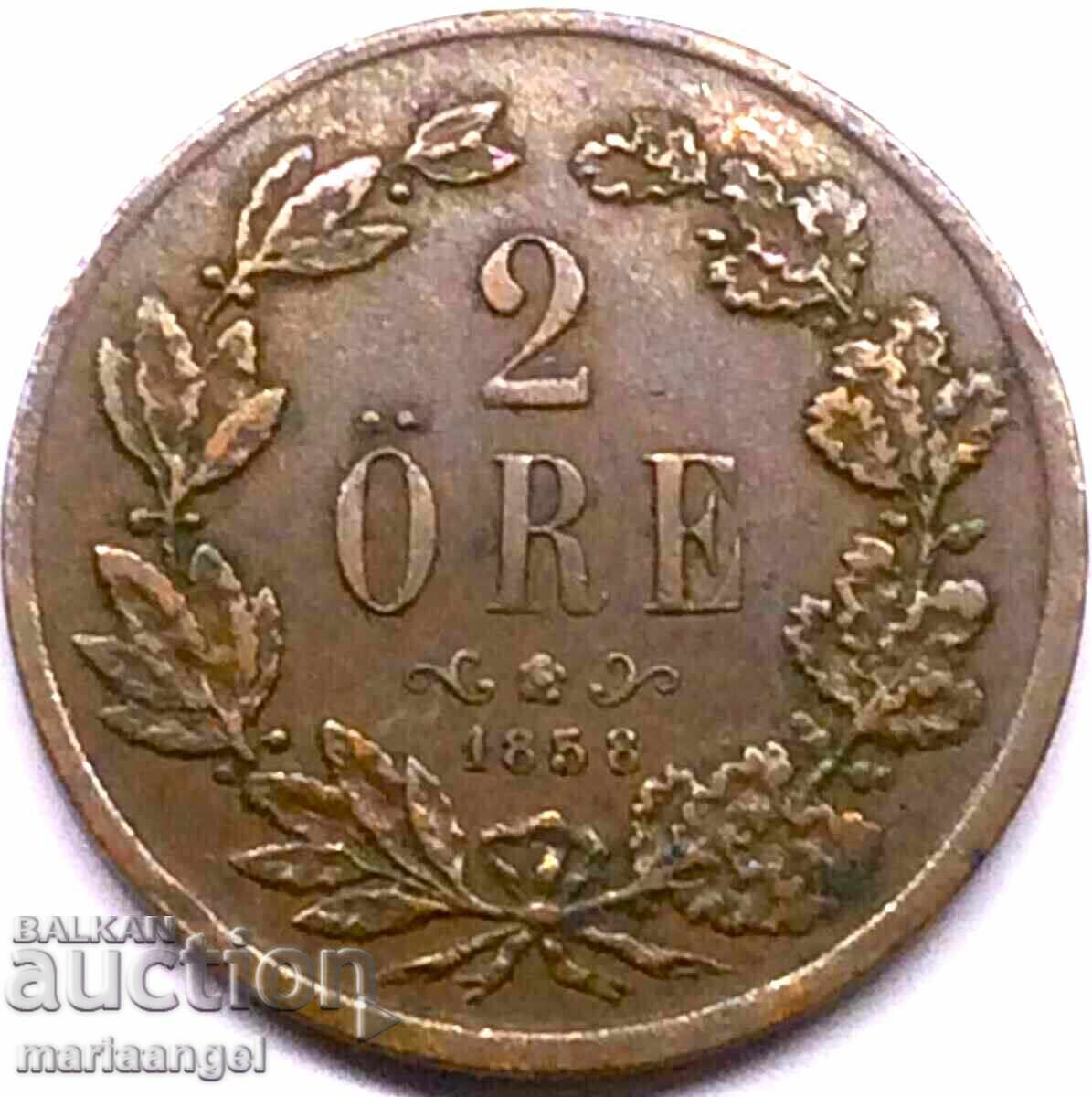 Σουηδία 2 Όρε 1858 Όρε Βασιλιάς Όσκαρ χαλκός με τιμή € 12.00 | 23.47 BGN Σουηδία 2 Όρε 1858 Όρε Βασιλιάς Όσκαρ χαλκός με τιμή € 12.00 | 23.47 BGN