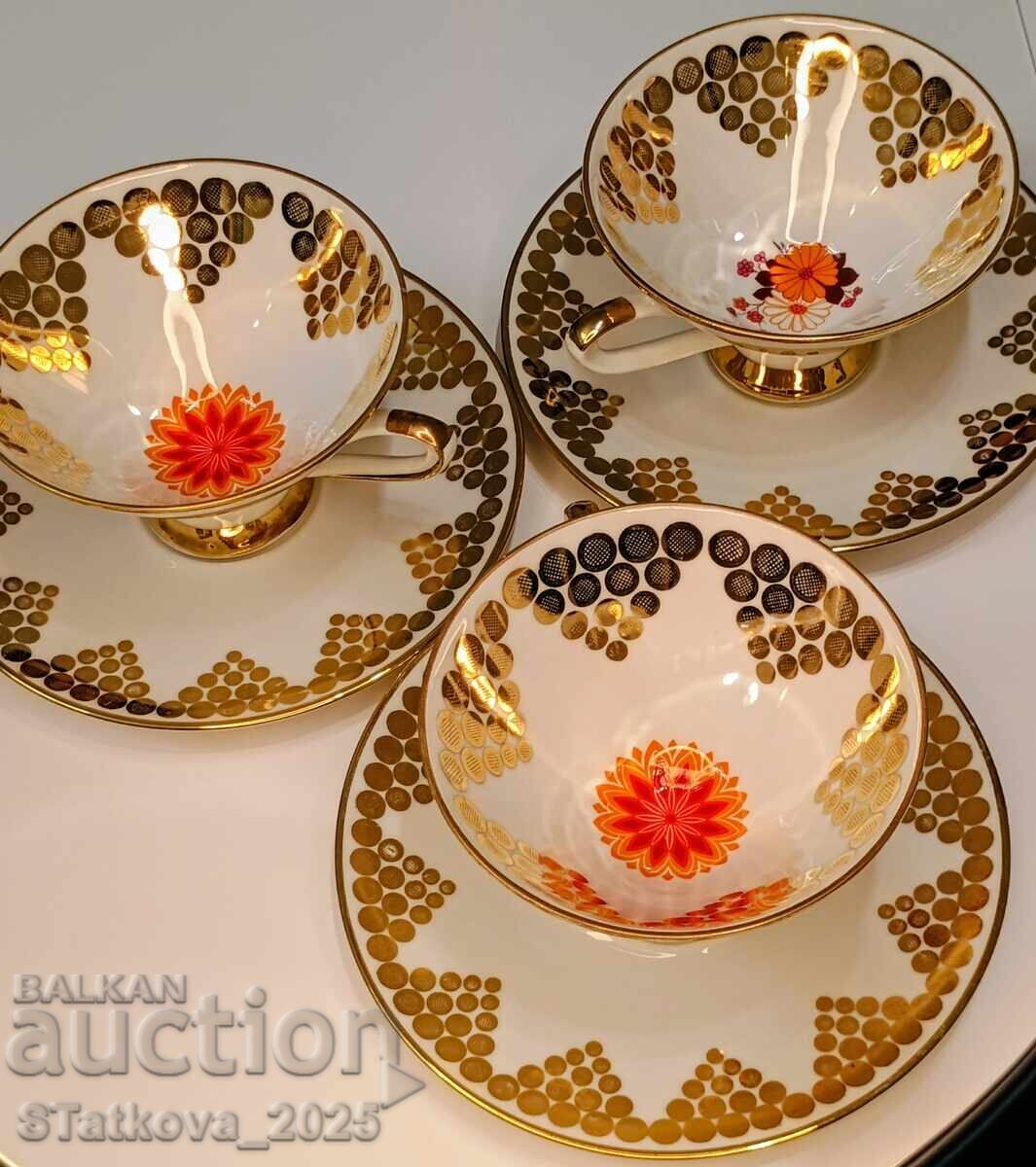 Винтидж немски порцеланов комплект 3 сета за кафе или чай