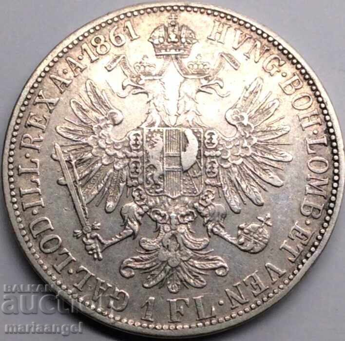 Delivery of 1 Florin 1861 Austria Franz Joseph Silver Patina Delivery of 1 Florin 1861 Austria Franz Joseph Silver Patina