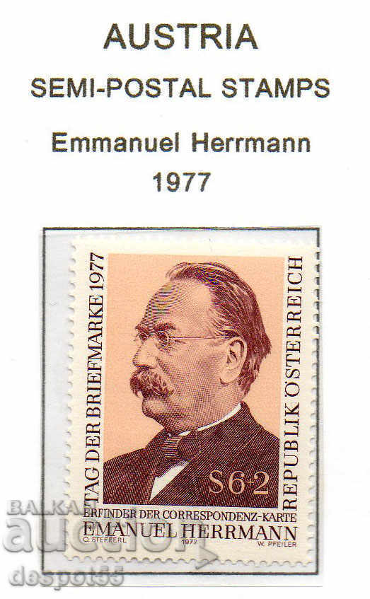 1977. Austria. Ziua Timbrului Poștal, Emanuel Hermann 1977. Austria. Ziua Timbrului Poștal, Emanuel Hermann