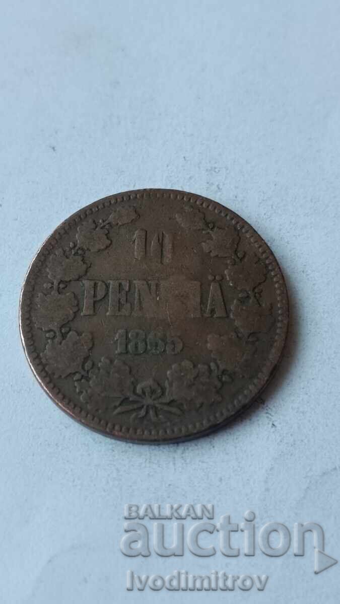 Finlanda 10 penni 1865 Finlanda 10 penni 1865