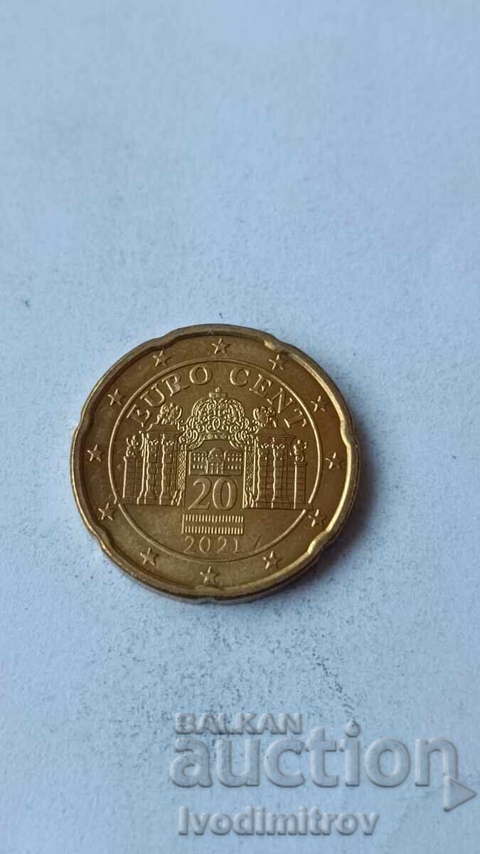 Австрия 20 евроцента 2021 с цена € 0.48 | 0.94 лв.
