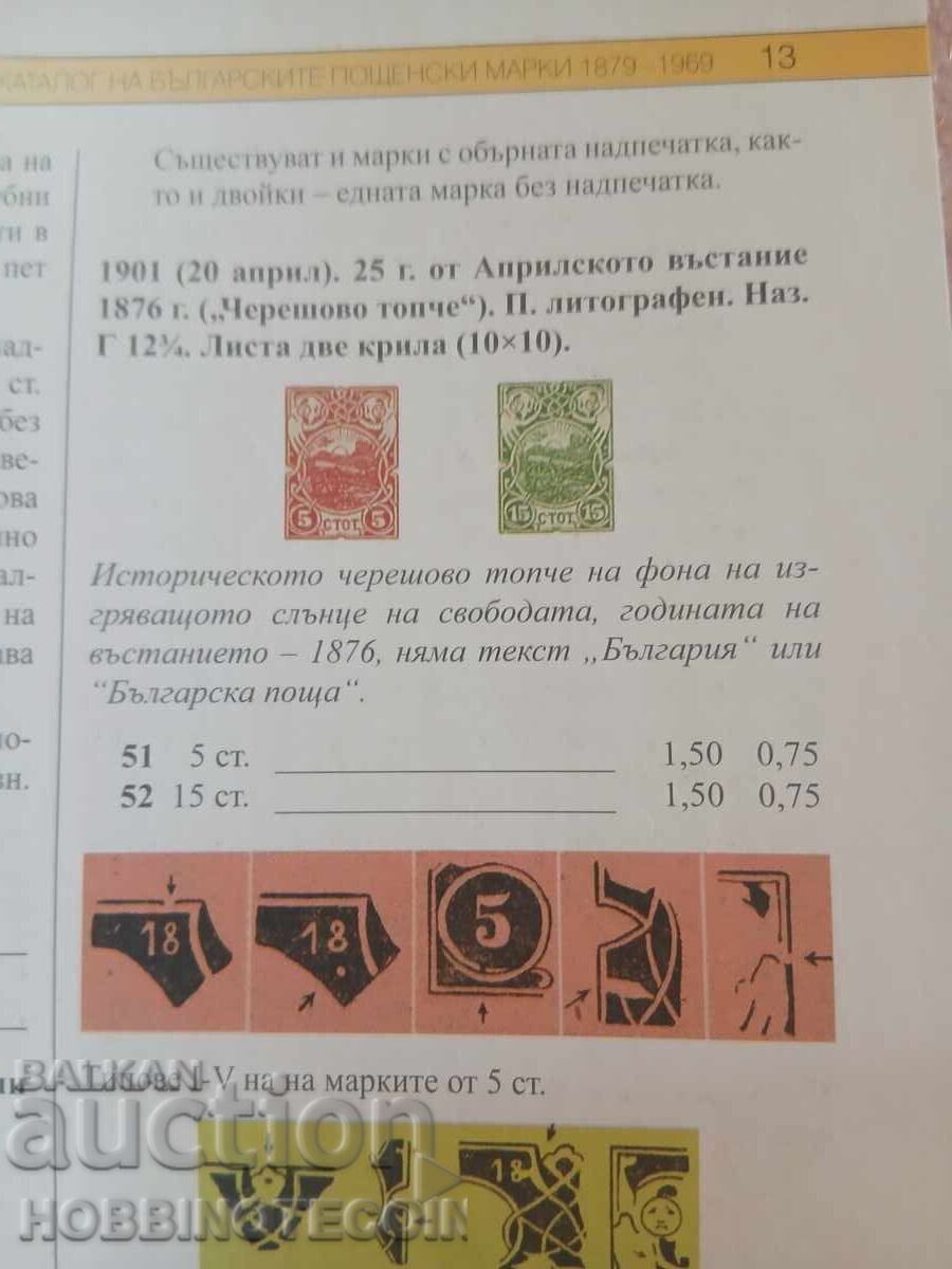 Auction  BULGARIA CHERRY TOPCHE BK 51 52 - 5 - 15 St 1901 MNH - 2