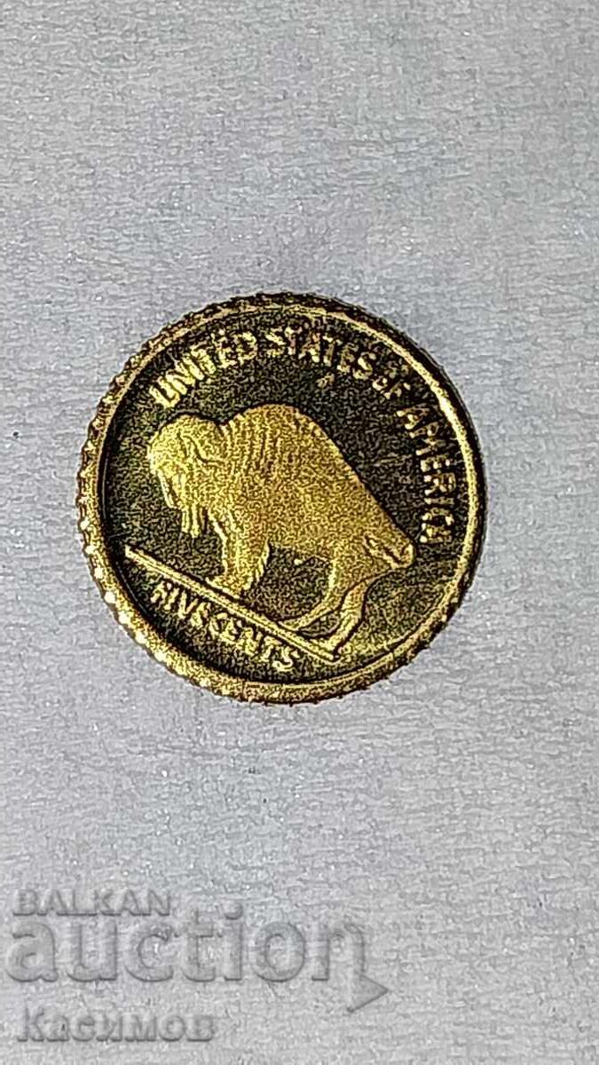 Gold Commemorative Small Coin from the USA 5 Cents 1913 Year with price € 10.00 | 19.56 BGN Gold Commemorative Small Coin from the USA 5 Cents 1913 Year with price € 10.00 | 19.56 BGN