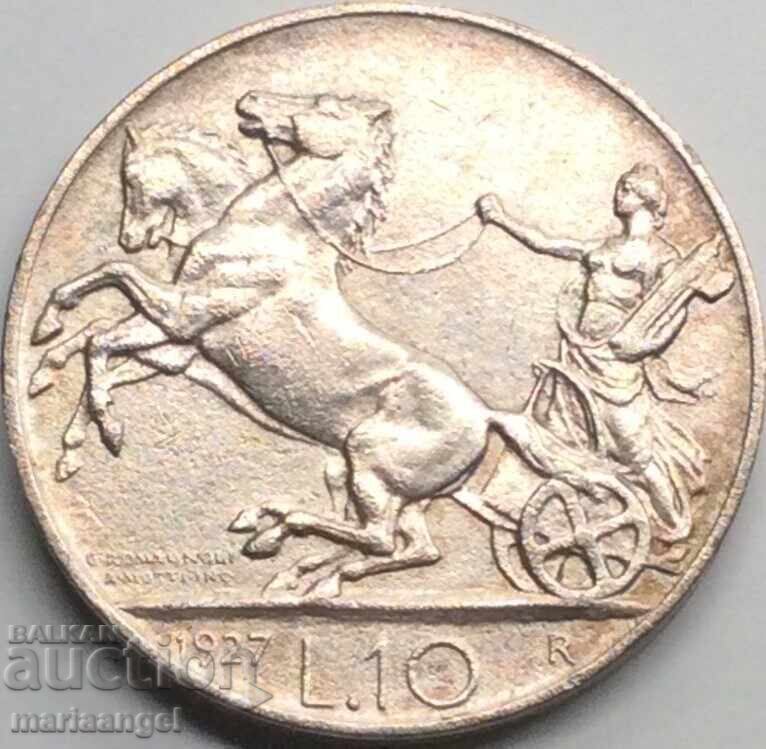 10 лири 1927 Италия **FERT** сребро Патина - 7
