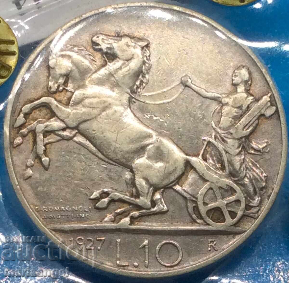 Доставка на 10 Лири 1927 Италия Викторио Емануел III сребро Доставка на 10 Лири 1927 Италия Викторио Емануел III сребро