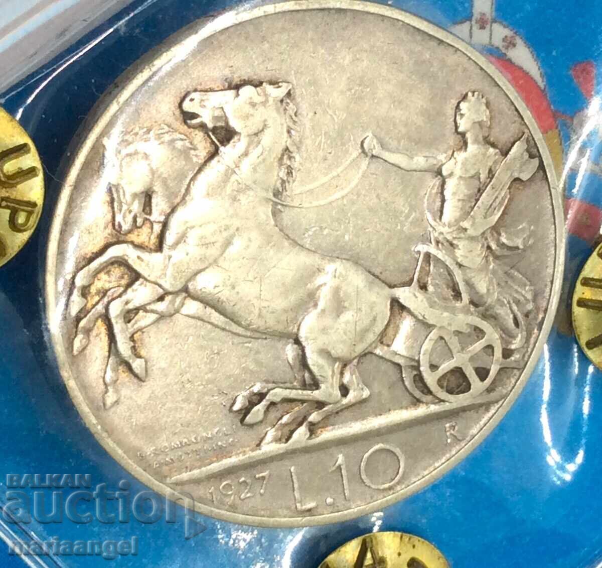 10 Лири 1927 Италия Викторио Емануел III сребро - 6 10 Лири 1927 Италия Викторио Емануел III сребро - 6