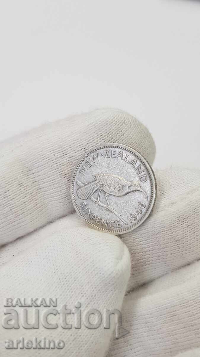 Аукцион Колекционна сребърна монета 6 пенса 1946 Нова Зеландия Аукцион Колекционна сребърна монета 6 пенса 1946 Нова Зеландия