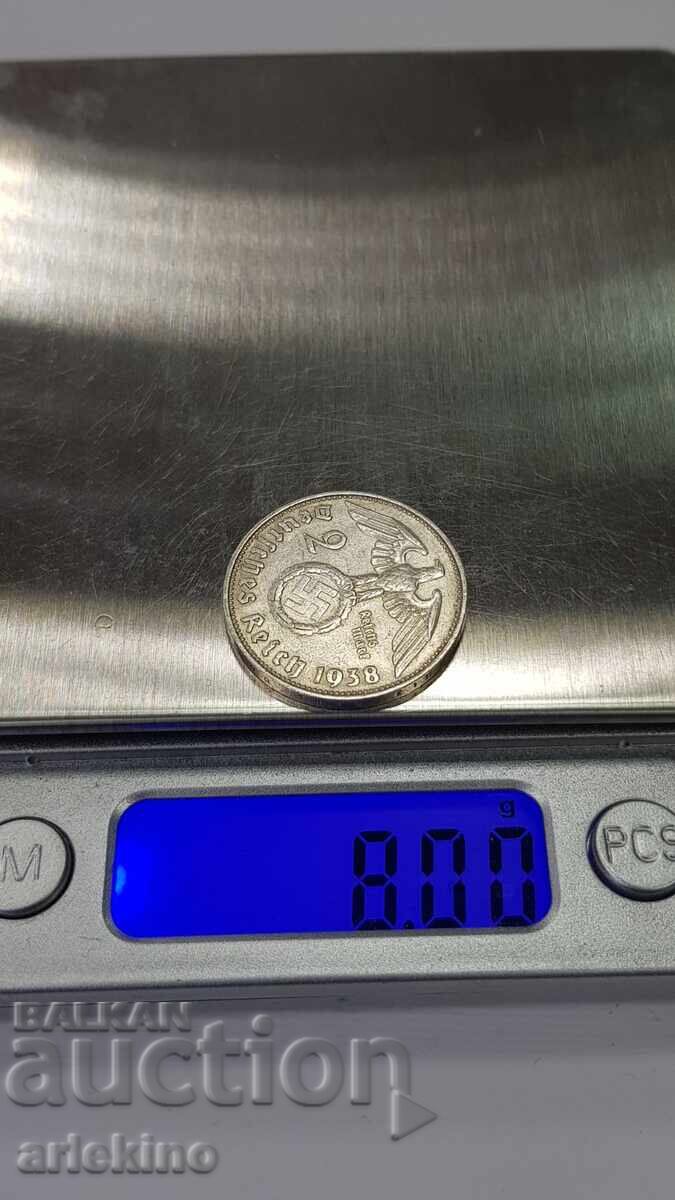 Collectible Silver Coin 2 Marks 1938 Germany - 7