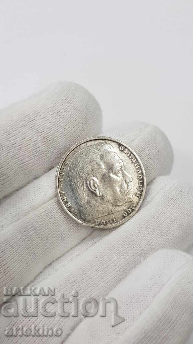 Колекционна сребърна монета 2 марки 1938 Германия - 7 Колекционна сребърна монета 2 марки 1938 Германия - 7