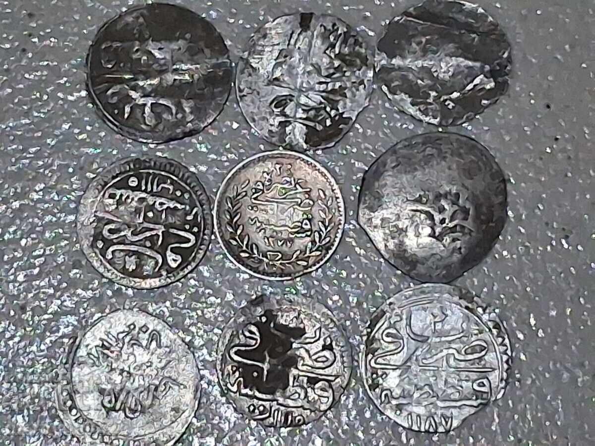 Silver Ottoman Akce Coins, 9 pcs, no holes, silver with price € 57.00 | 111.48 BGN
