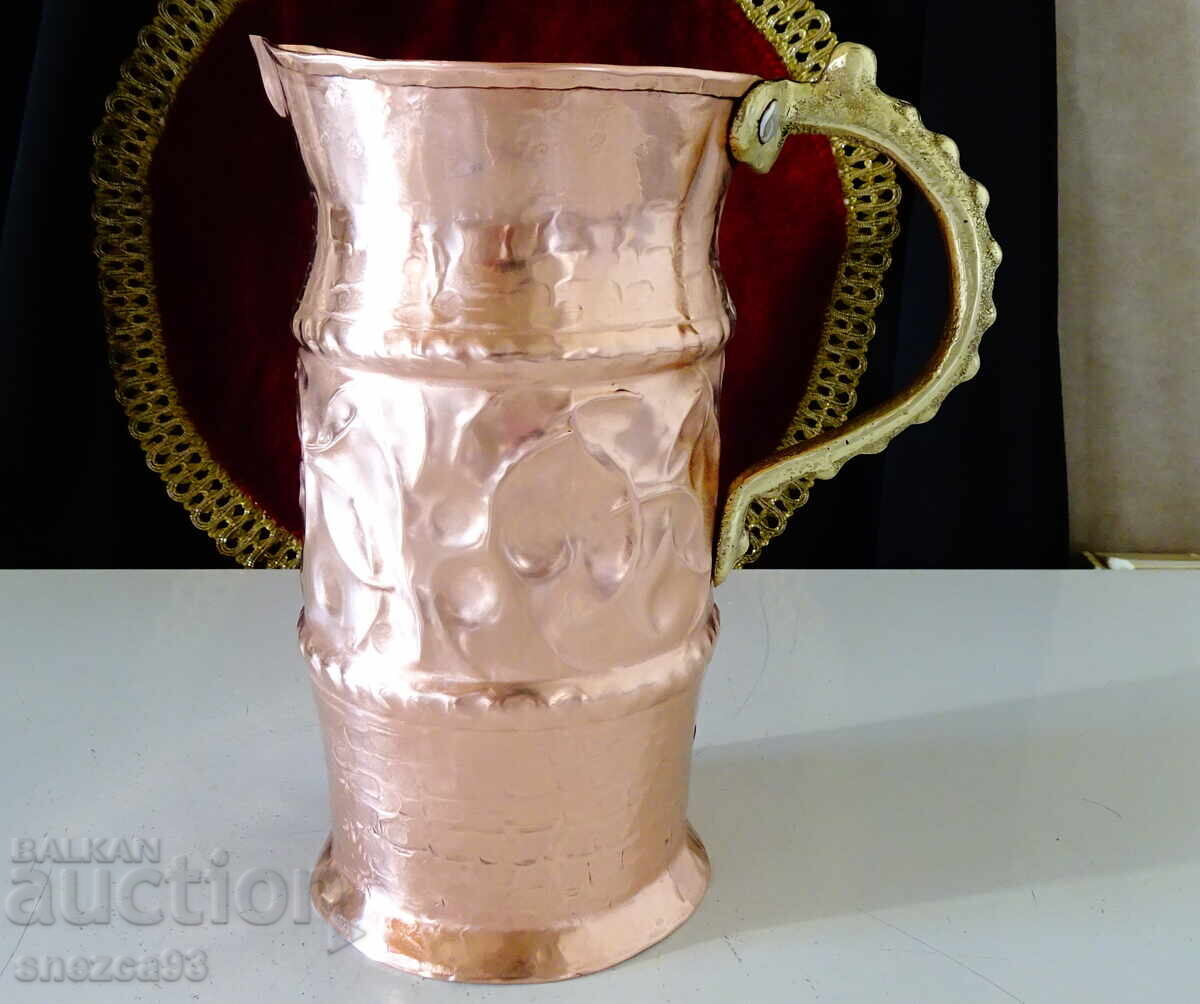 Licitație Cană de cupru, lucrată manual, din cupru roșu pur, Hristopoulos