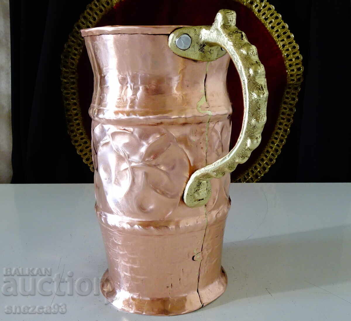 Cană de cupru, lucrată manual, din cupru roșu pur, Hristopoulos - 5