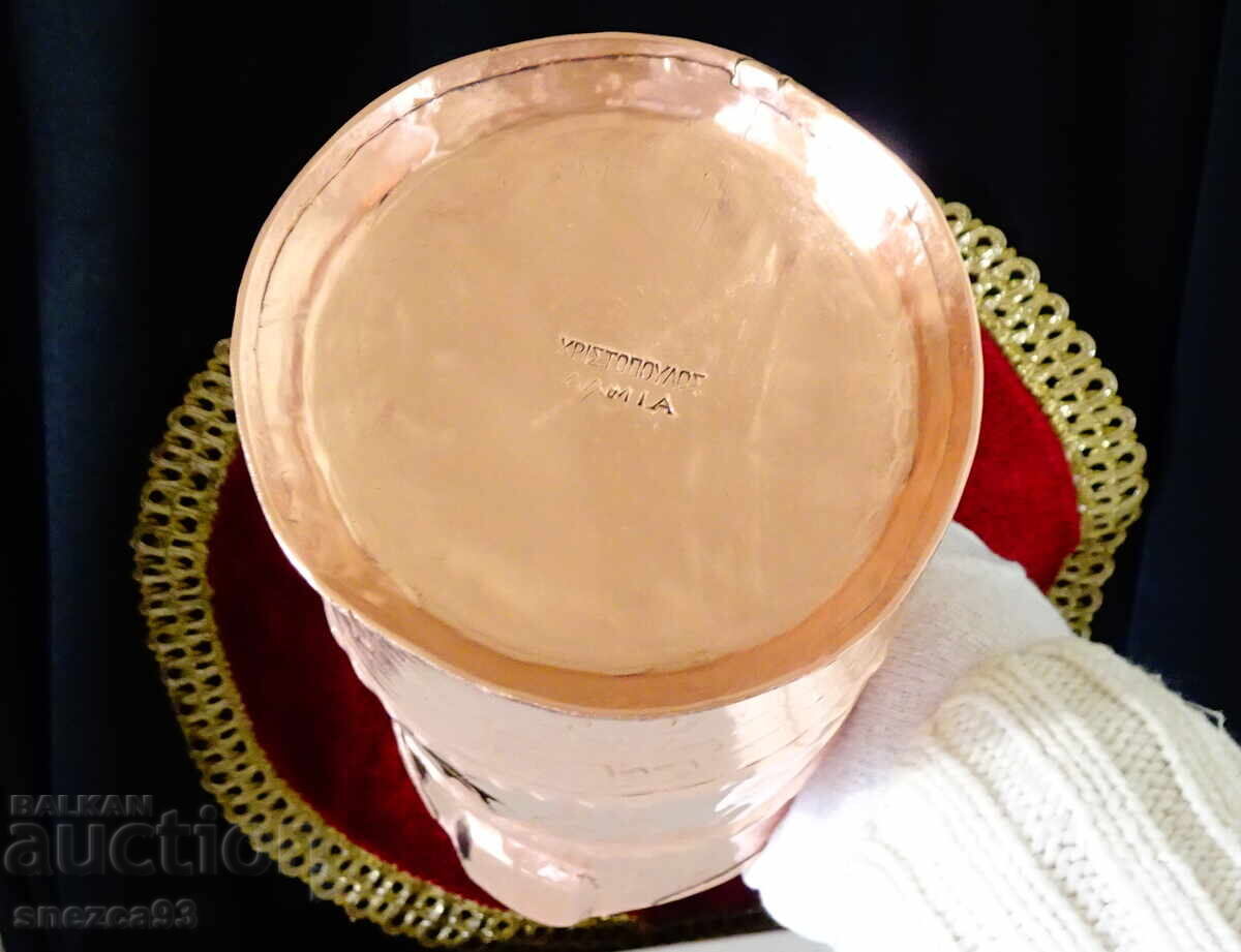 Cană de cupru, lucrată manual, din cupru roșu pur, Hristopoulos - 7