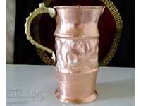 Медна кана,ръчно кована чиста червена мед Христопулос.