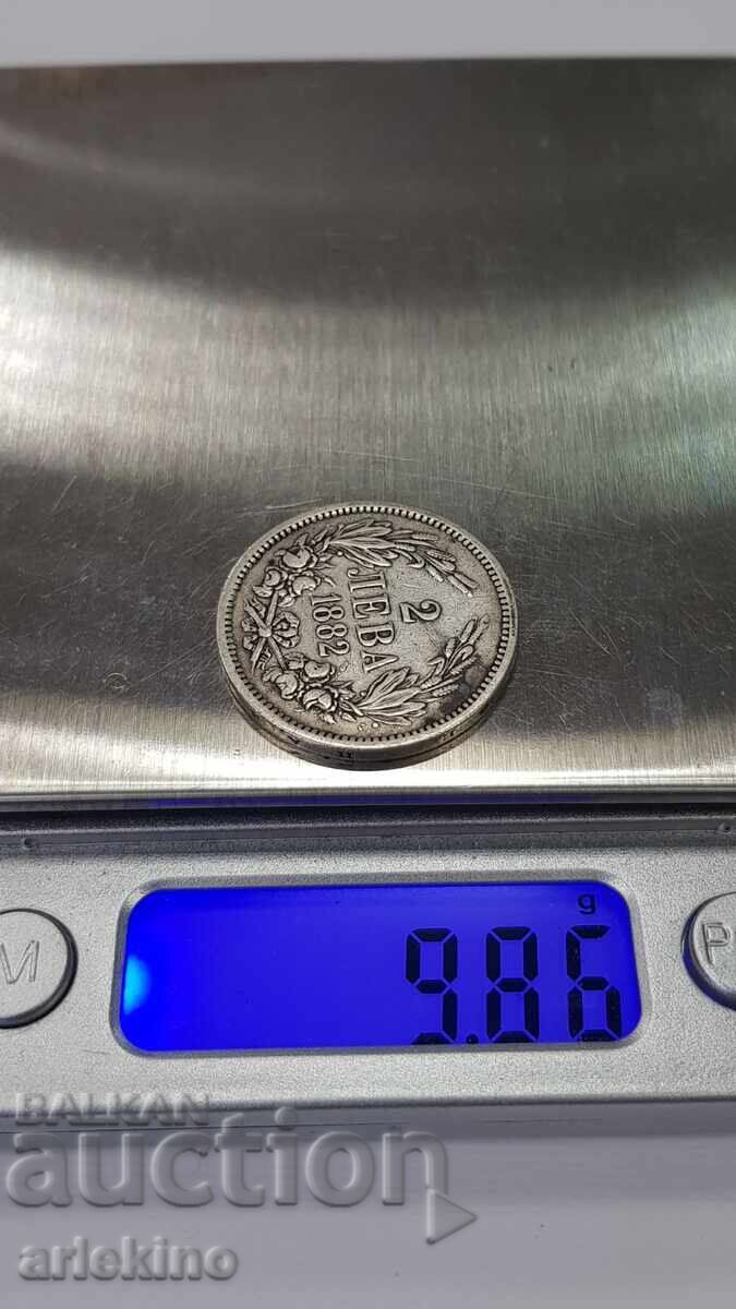 Συλλεκτικό ασημένιο νομίσμα βασιλιά 2 λέβα 1882 - 6 Συλλεκτικό ασημένιο νομίσμα βασιλιά 2 λέβα 1882 - 6