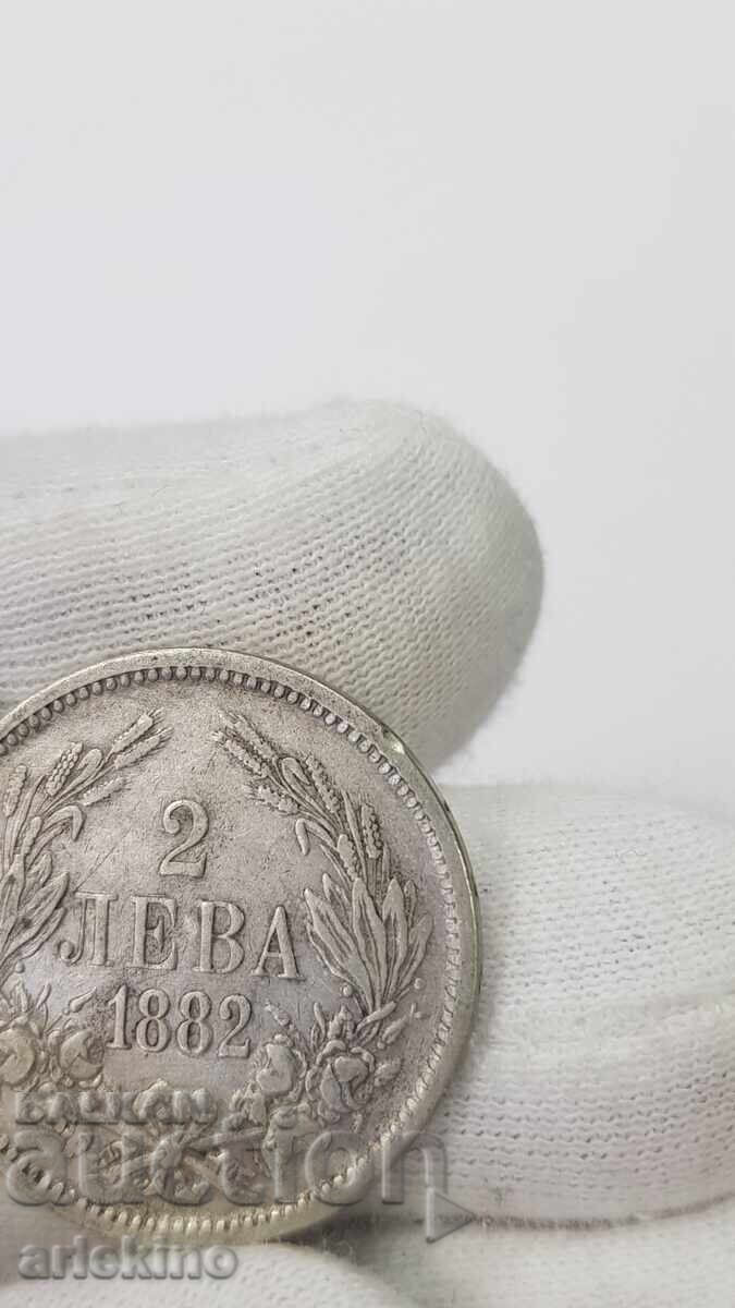 Συλλεκτικό ασημένιο νομίσμα βασιλιά 2 λέβα 1882 - 6 Συλλεκτικό ασημένιο νομίσμα βασιλιά 2 λέβα 1882 - 6