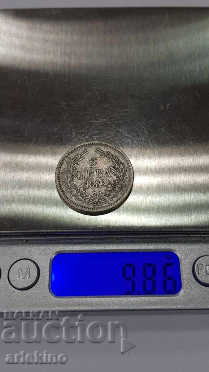 Συλλεκτικό ασημένιο νομίσμα βασιλιά 2 λέβα 1882 - 7 Συλλεκτικό ασημένιο νομίσμα βασιλιά 2 λέβα 1882 - 7