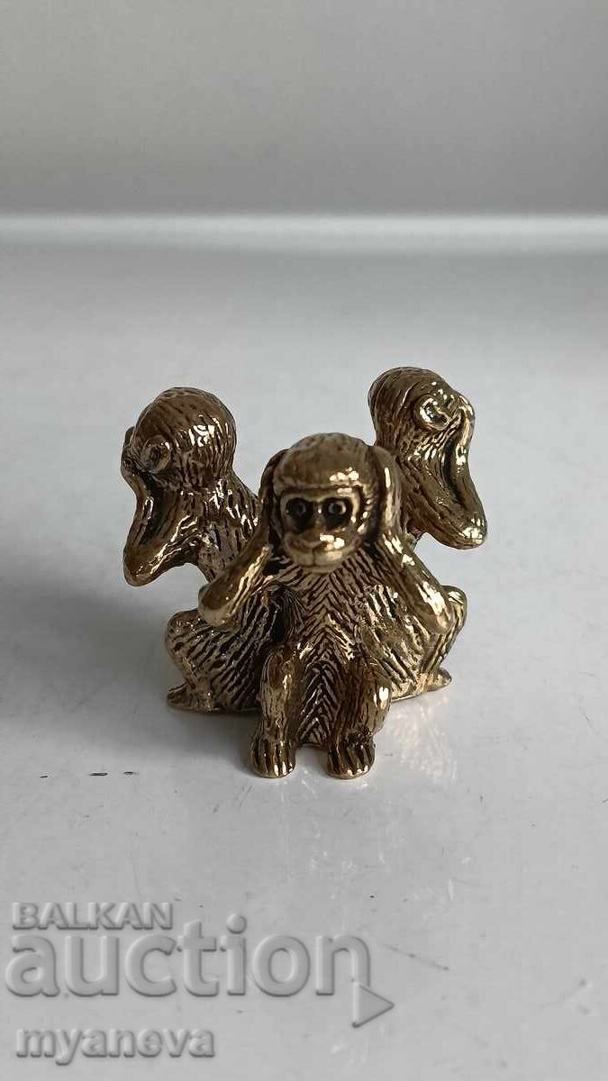"Трите мъдри маймуни"( 4 см ), бронзова миниатюра и касичка "Трите мъдри маймуни"( 4 см ), бронзова миниатюра и касичка