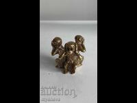 "Трите мъдри маймуни"( 4 см ), бронзова миниатюра и касичка